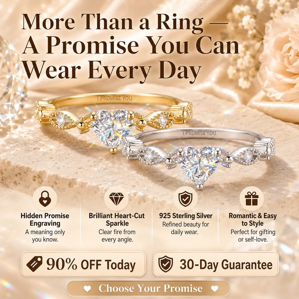 A Promise You Can Wear Every Day — Heart-Cut 5A CZ “I Promise You” Ring in 925 Sterling Silver | Gold or Silver | Last Day Sale-90% OFF🔥