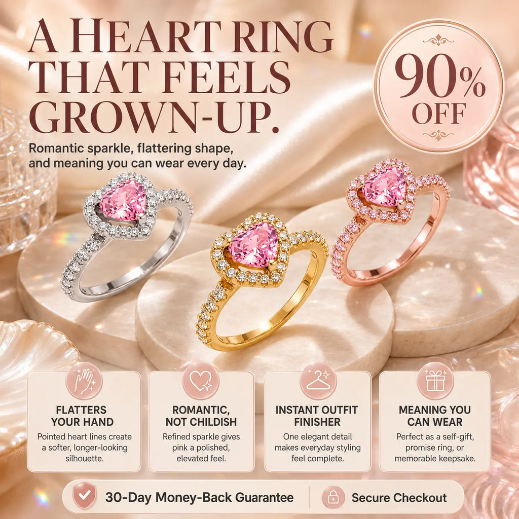 The Blush Promise™ Pink Heart Halo Ring — Grown-Up Romance, Made to Mean More | Last Day Sale-90% OFF🔥