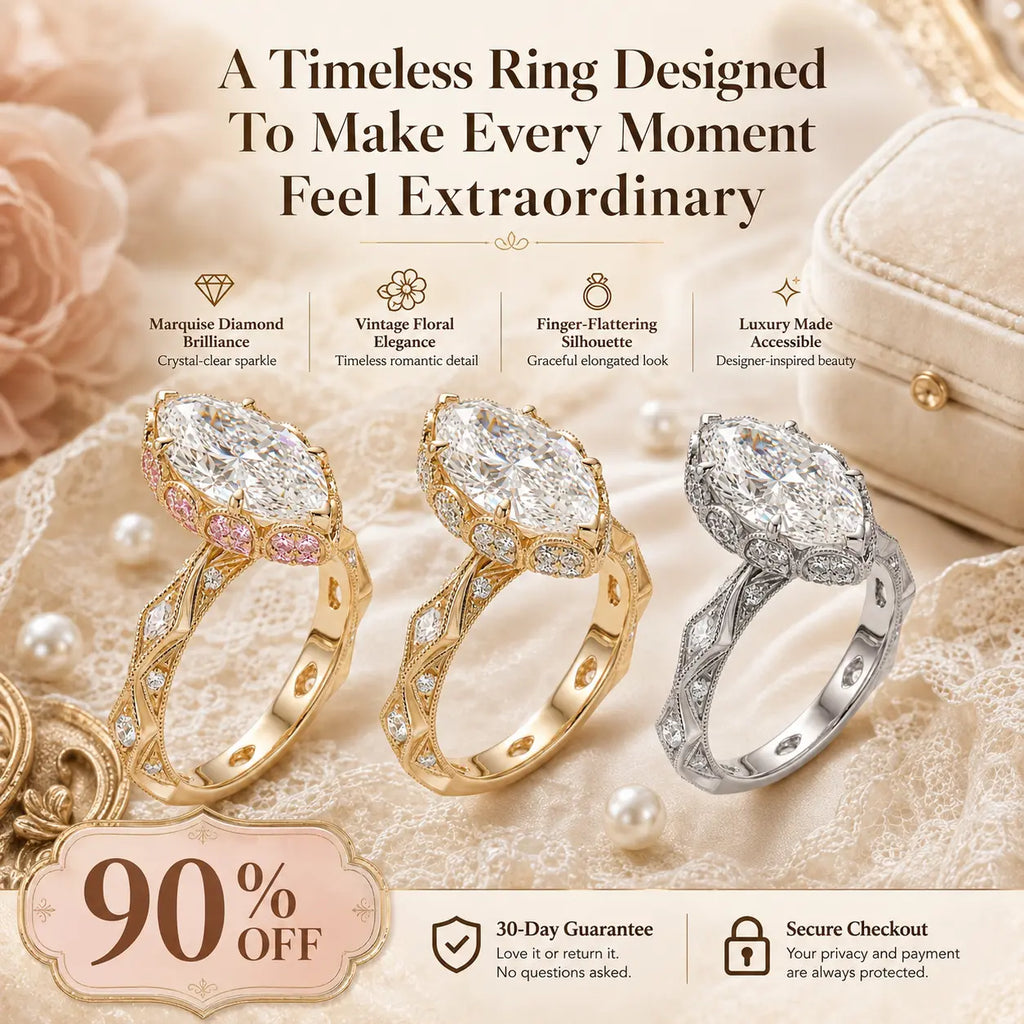 A Timeless Heirloom-Inspired Marquise Ring With Unforgettable Diamond Brilliance | Last Day Sale-90% OFF🔥