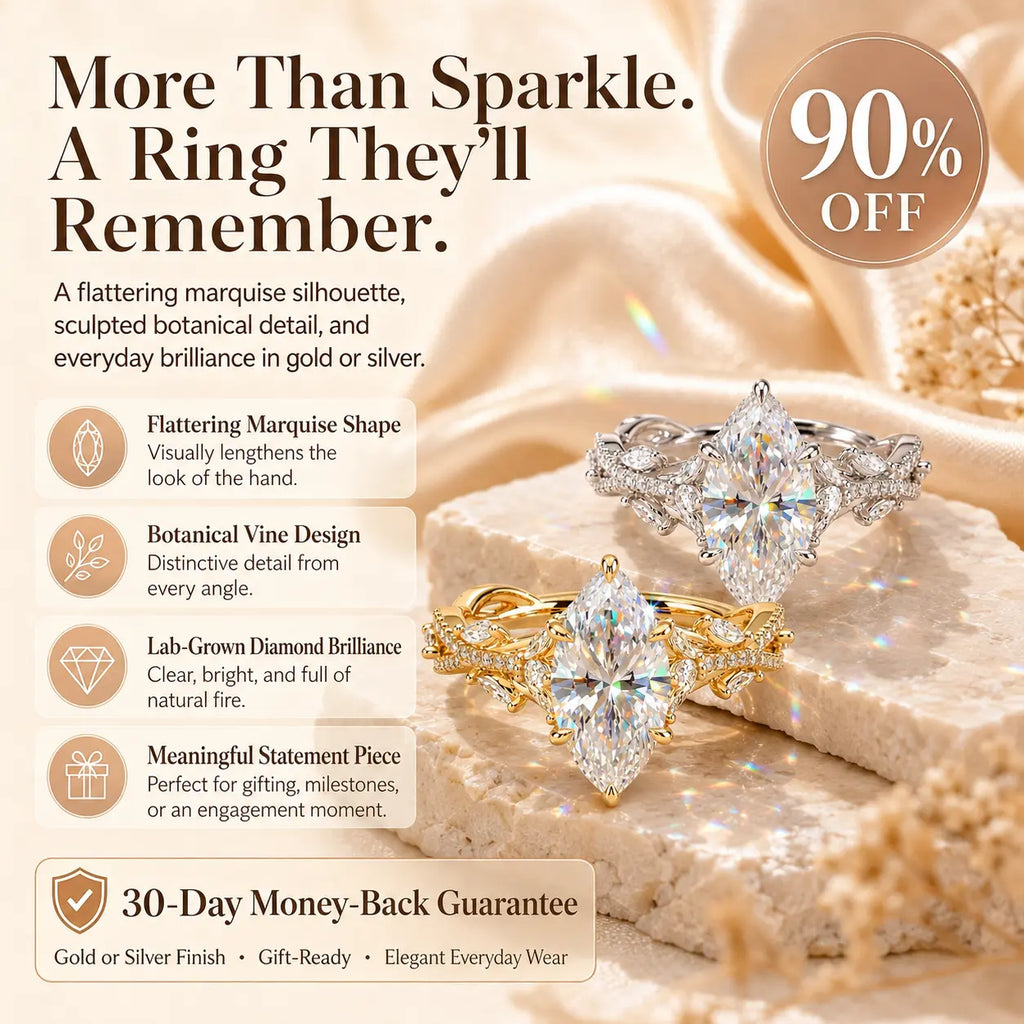 The Marquise Crown Lab-Grown Diamond Ring Set — A Three-Piece Bridal Stack Made for Your Forever | Gold or Silver | Last Day Sale-90% OFF🔥