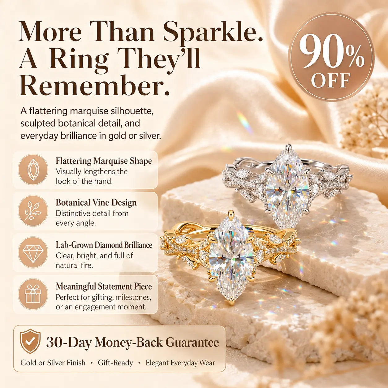 The Marquise Crown Lab-Grown Diamond Ring Set — A Three-Piece Bridal Stack Made for Your Forever | Gold or Silver | Last Day Sale-90% OFF🔥