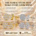 The Floral Stud Earrings That Make Every Look Shine — 7-Stone Moissanite Brilliance with Gold & Silver Finishes and Butterfly or Secure Screw Back Options | Gold or Silver | Last Day Sale-90% OFF🔥
