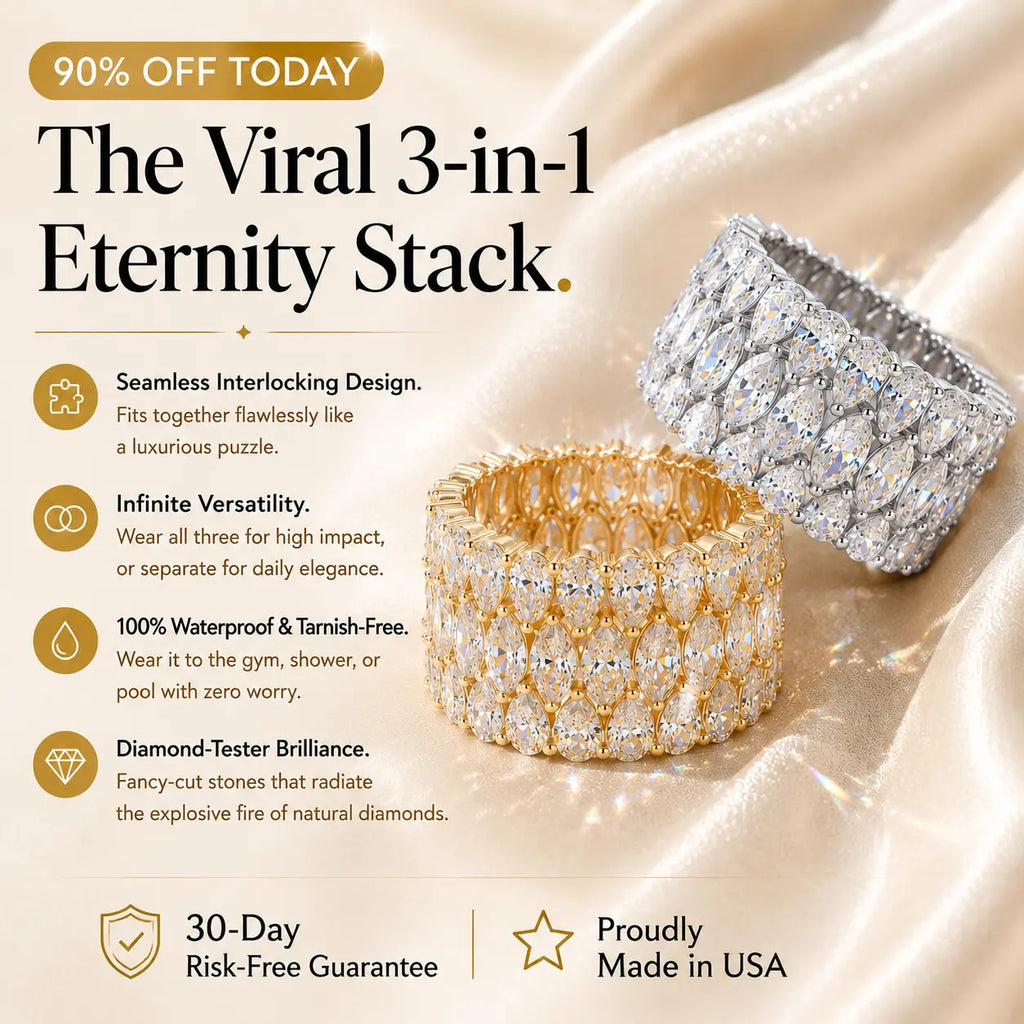 The Heiress 3-in-1 Seamless Interlocking Eternity Stack | Flawless Pear & Marquise Statement Ring Set | Waterproof Travel Decoy | Last Day 90% OFF 🔥