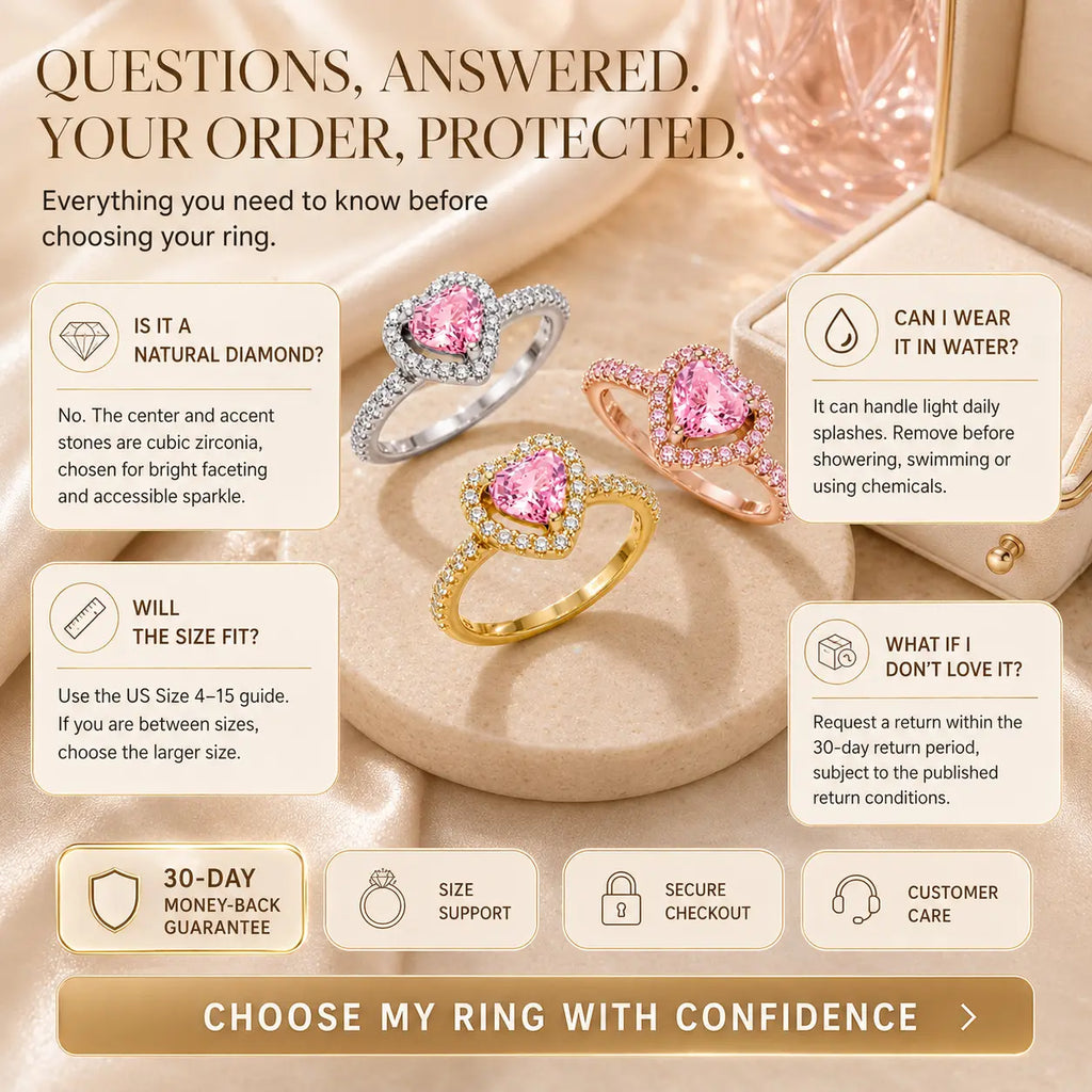 The Blush Promise™ Pink Heart Halo Ring — Grown-Up Romance, Made to Mean More | Last Day Sale-90% OFF🔥