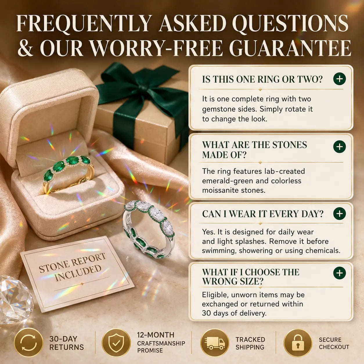 The Reversible Green Moissanite Eternity Ring — One Ring, Two Unforgettable Looks: Turn It for Vivid Green Color or Clear Moissanite Brilliance, Flatter Your Fingers & Finish Every Outfit Without Stacking | Gold or Silver | Last Day Sale-90% OFF🔥