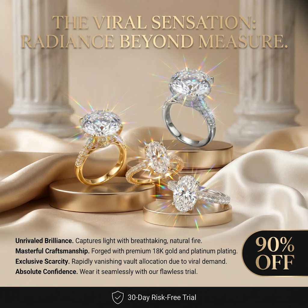 Csandiva™ The "Heiress" Flawless Moissanite Statement Ring | $15k Megawatt Brilliance, Passes Testers, Hypoallergenic (Sizes 4-15) | Last Day 90% OFF 🔥
