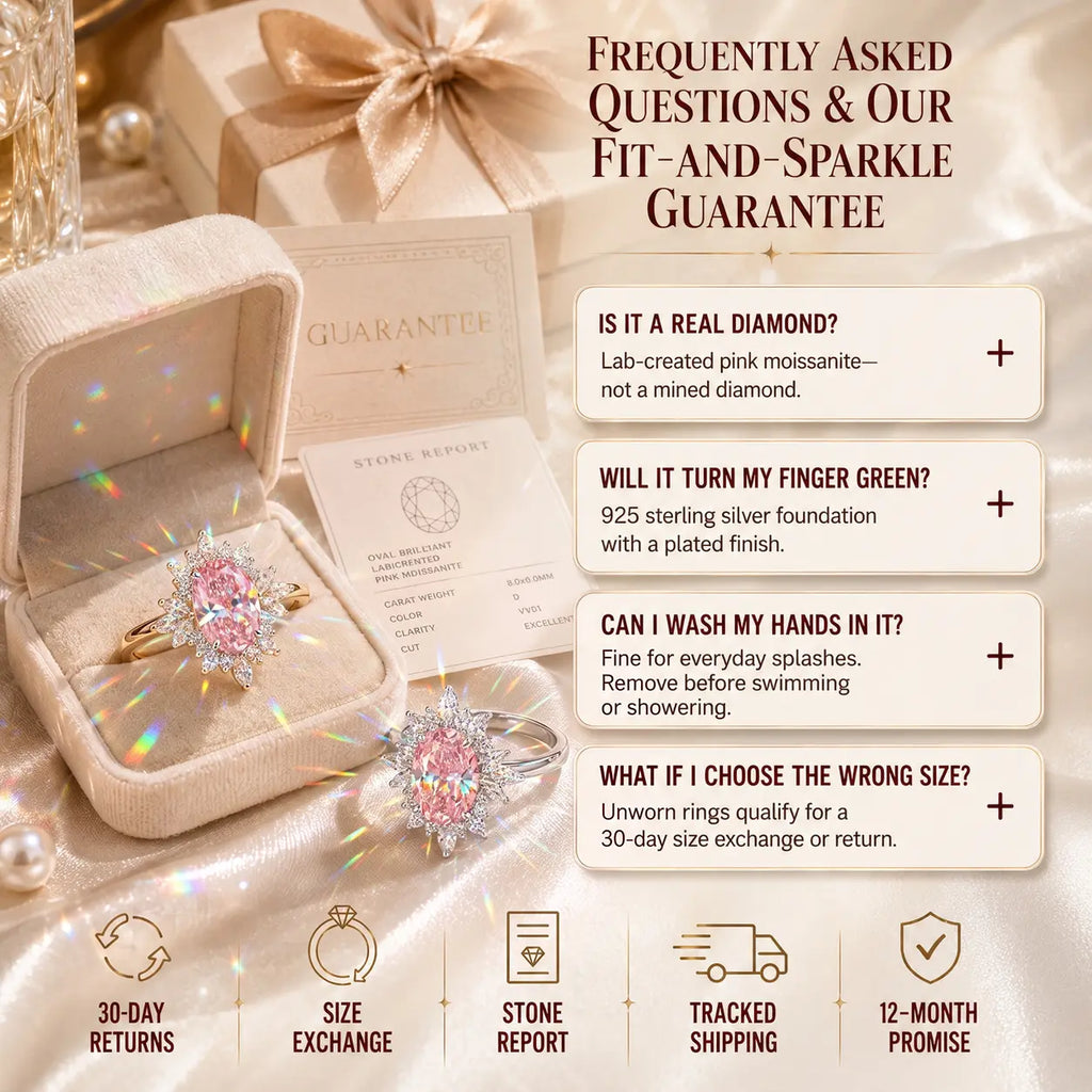 The Blush Aurora Pink Oval Moissanite Ring — A Luminous Blush Center, Flattering Oval Shape & Vintage Starburst Halo Made to Celebrate the Woman You’ve Become | Gold or Silver | Last Day Sale-90% OFF🔥