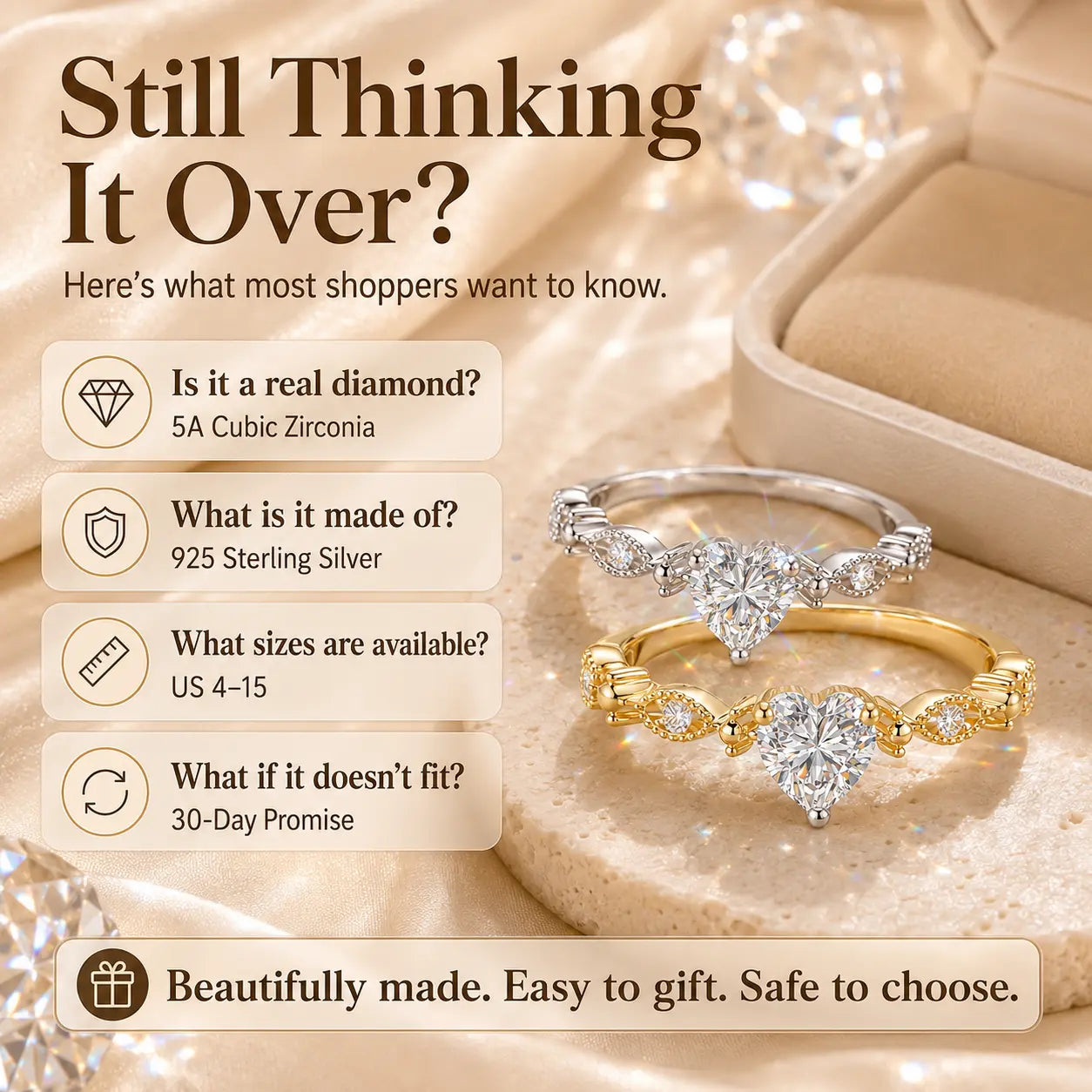 A Promise You Can Wear Every Day — Heart-Cut 5A CZ “I Promise You” Ring in 925 Sterling Silver | Gold or Silver | Last Day Sale-90% OFF🔥