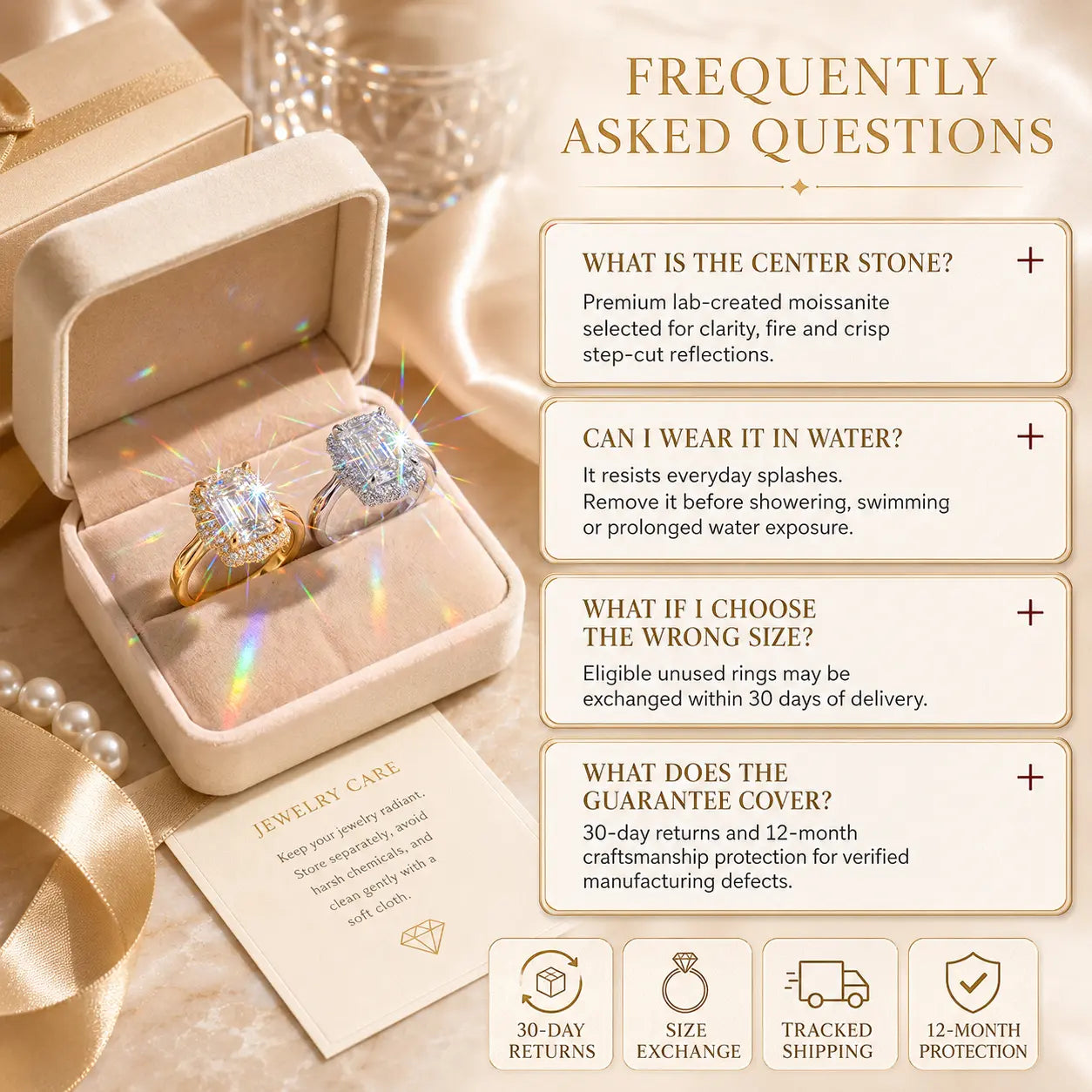 The Crystal-Clear Elongated Step-Cut Moissanite Halo Ring — Visually Lengthens Your Fingers, Frames the Center With Brilliant Micro-Pavé Sparkle & Delivers a Custom-Luxury Look Without the Fine-Jewelry Worry | Gold or Silver | Last Day Sale-90% OFF🔥