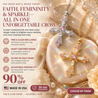 The Heart of Faith Pink Moissanite Cross Necklace — A Feminine Heart-Centered Symbol of Love, Strength & Everyday Sparkle in Gold or Silver | Last Day Sale-90% OFF🔥