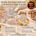 The Crystal-Clear Elongated Step-Cut Moissanite Halo Ring — Visually Lengthens Your Fingers, Frames the Center With Brilliant Micro-Pavé Sparkle & Delivers a Custom-Luxury Look Without the Fine-Jewelry Worry | Gold or Silver | Last Day Sale-90% OFF🔥