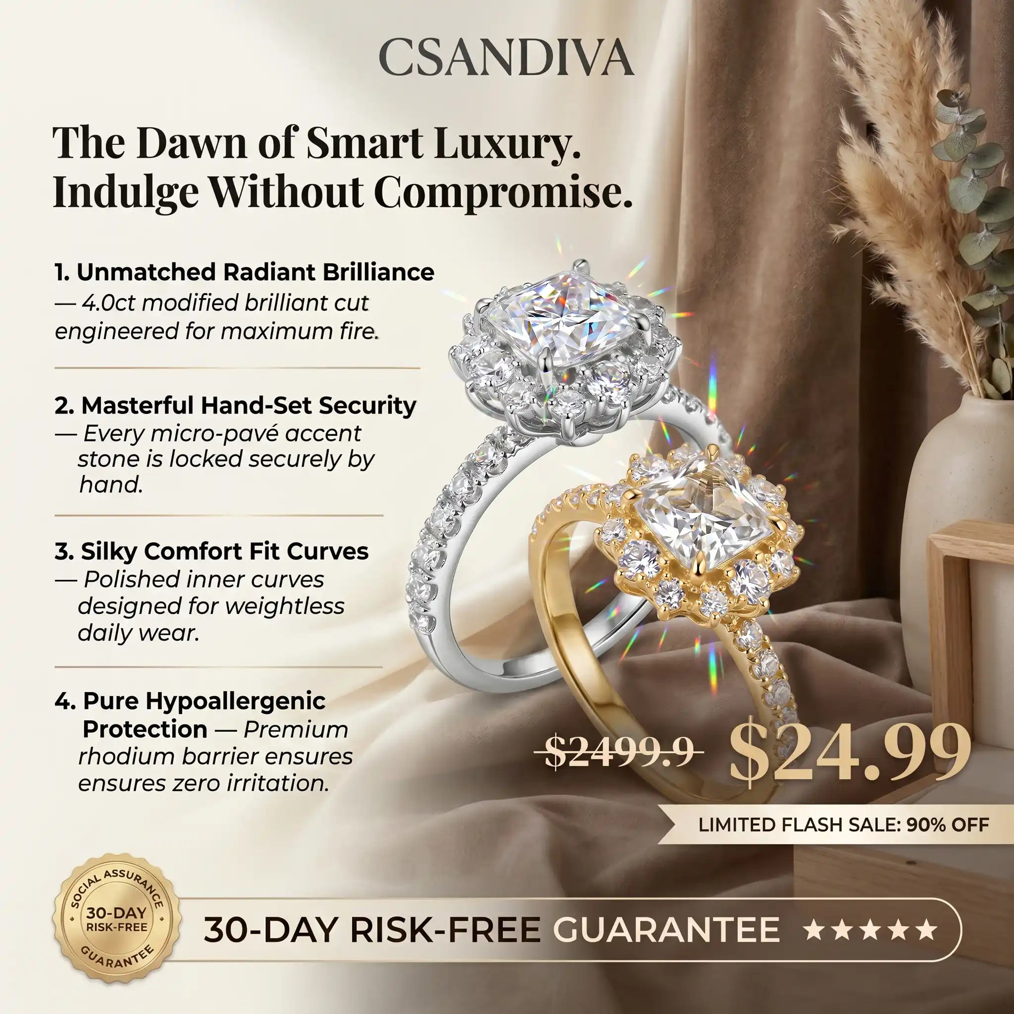 Csandiva™ Hand-Forged Vintage Moissanite Crown Ring | Butter-Smooth Micro-Pavé, Hypoallergenic Elegance | 90% OFF Last Day 🔥