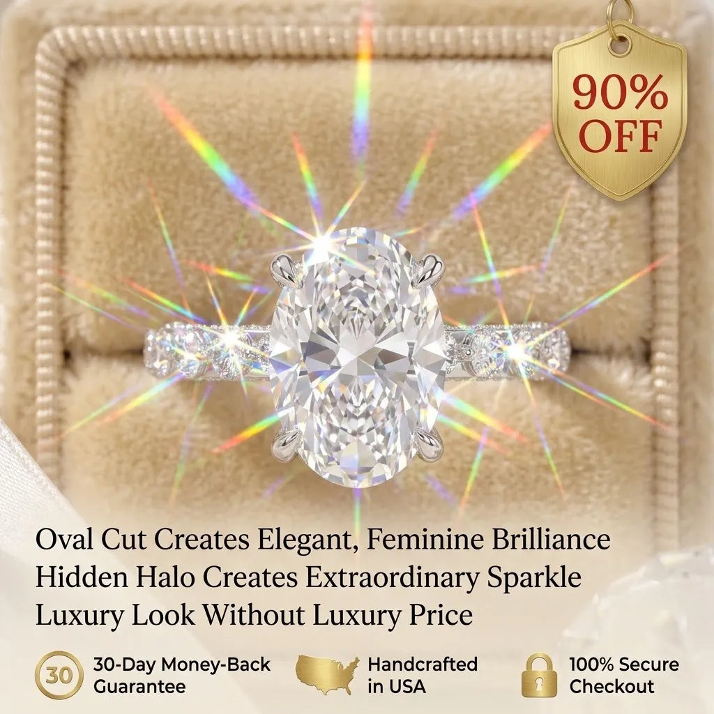 Elegant Oval Hidden Halo Ring – Timeless Luxury Sparkle Designed For Everyday Elegance -Last Day Sale-90% OFF🔥