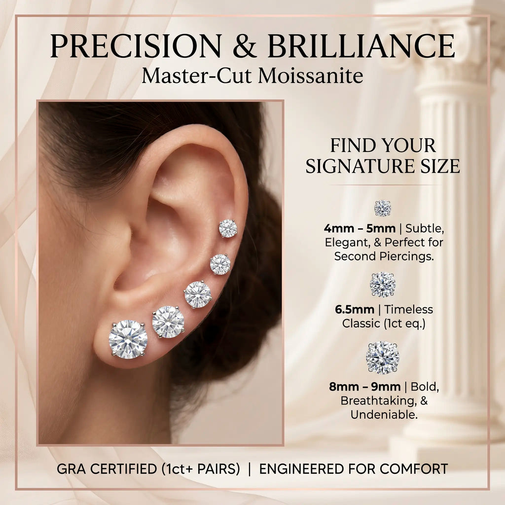 D-Color VVS1 Moissanite Stud Earrings — Exceptional Brilliance, Lightweight Comfort & Everyday Luxury Without the Diamond Price | Gold or Silver | Last Day Sale-90% OFF🔥