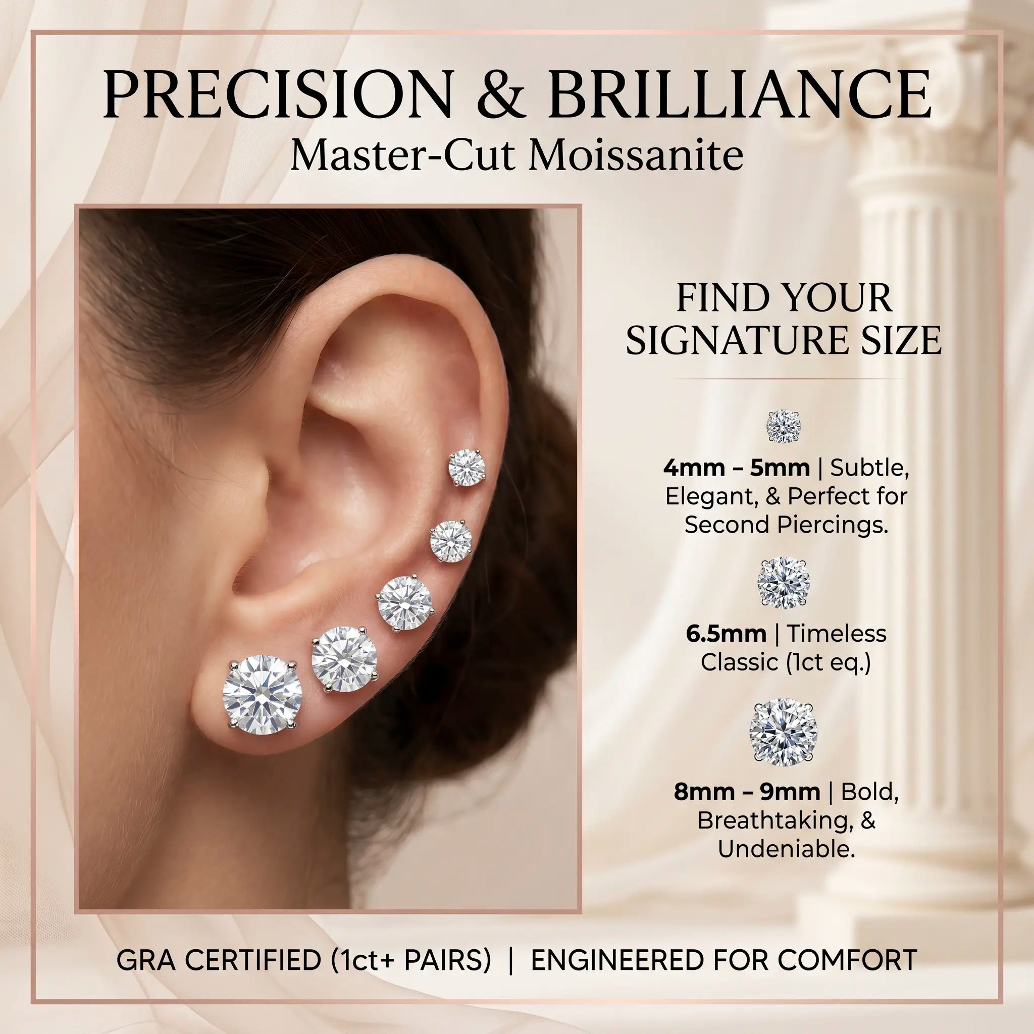 D-Color VVS1 Moissanite Stud Earrings — Exceptional Brilliance, Lightweight Comfort & Everyday Luxury Without the Diamond Price | Gold or Silver | Last Day Sale-90% OFF🔥