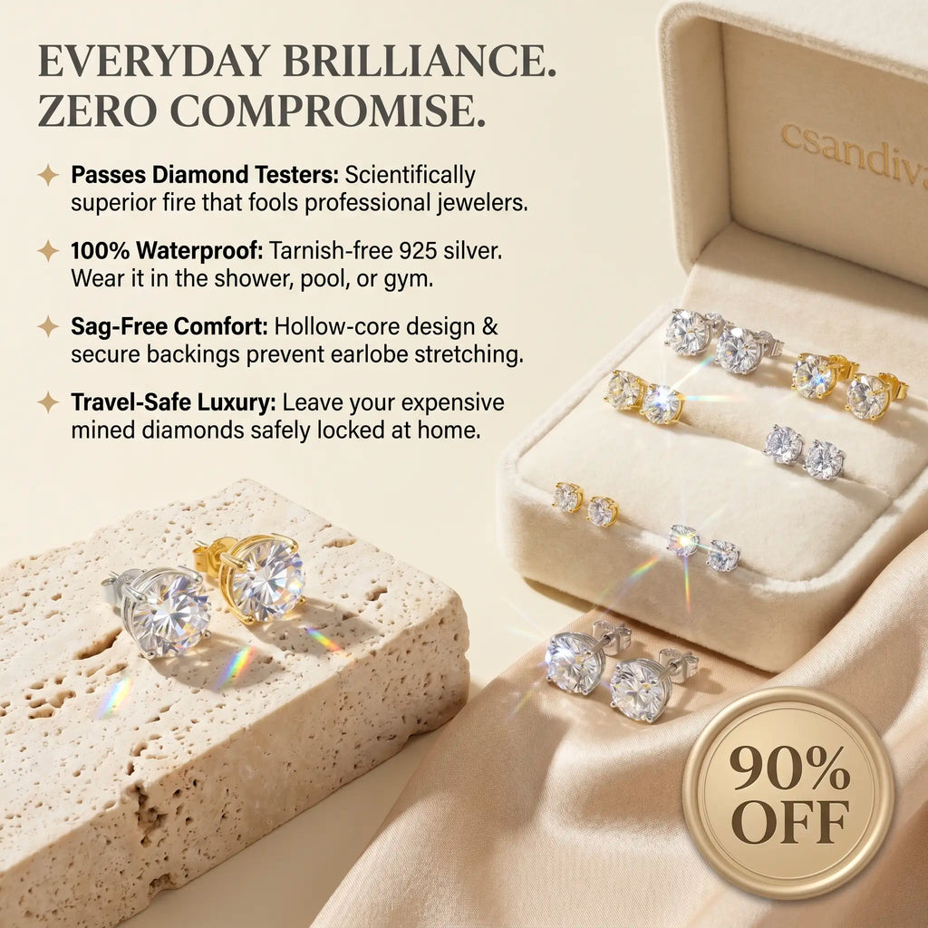 D-Color VVS1 Moissanite Stud Earrings — Exceptional Brilliance, Lightweight Comfort & Everyday Luxury Without the Diamond Price | Gold or Silver | Last Day Sale-90% OFF🔥
