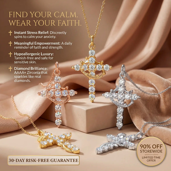 csandiva™ 14K Gold Rotatable Crown Cross Necklace - Discreet Anxiety Relief & Elegant Faith Jewelry | Claim 90% OFF Last day🔥
