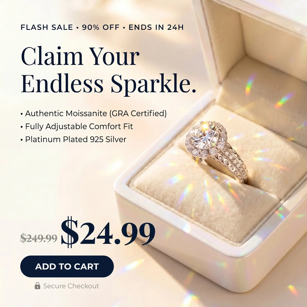 csandiva™ The "Everlasting" 5.0ct Adjustable Halo Ring - Comfort Fit & Travel-Safe Brilliance | Claim 90% OFF Today🔥