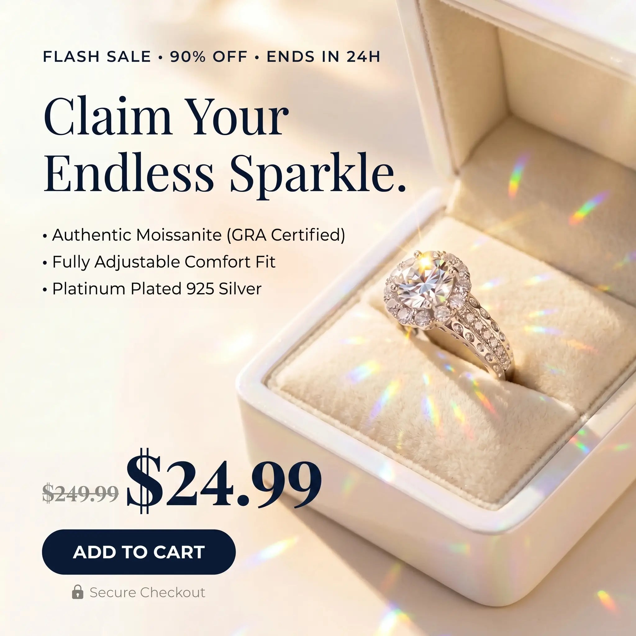 csandiva™ The "Everlasting" 5.0ct Adjustable Halo Ring - Comfort Fit & Travel-Safe Brilliance | Claim 90% OFF Today🔥