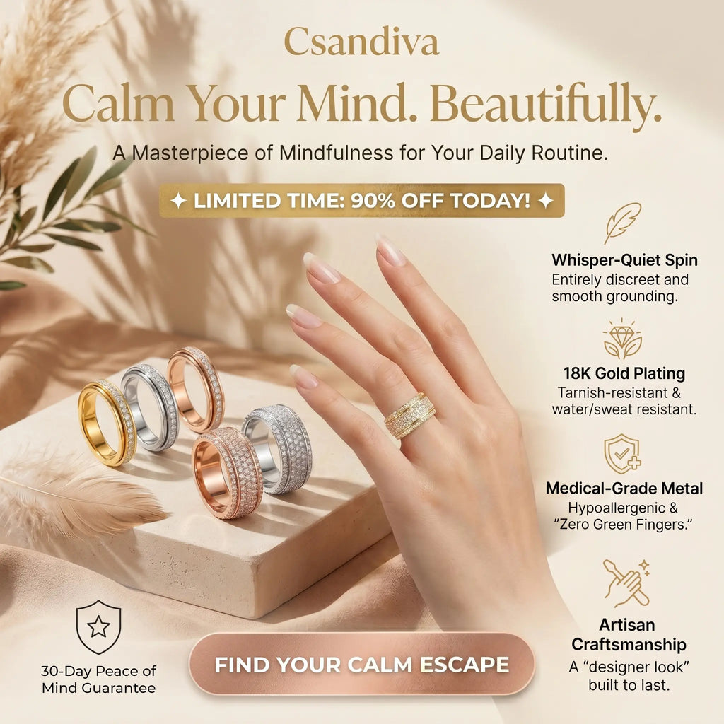 The Viral 18K Artisan Mindfulness Spinner Ring | Whisper-Quiet Elegance, Zero Green Fingers & A $10,000 Look | Last Day Sale-90% OFF🔥