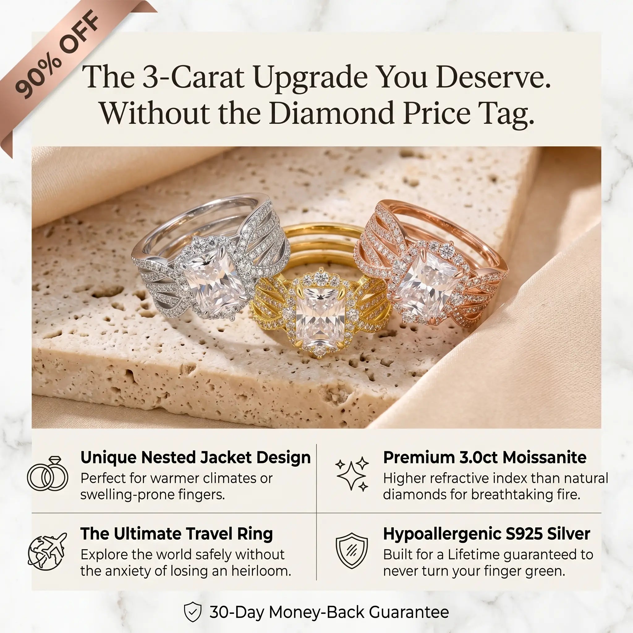 csandiva™ 3.0ct Vintage Nested Ring Suite - Smart Heirloom Alternative & Zero Anxiety Glamour | Claim 90% OFF Today🔥