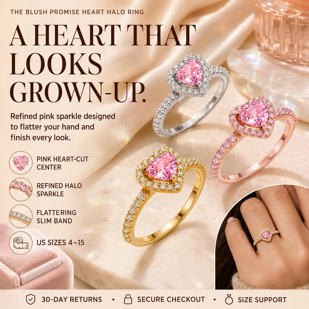 The Blush Promise™ Pink Heart Halo Ring — Grown-Up Romance, Made to Mean More | Last Day Sale-90% OFF🔥