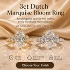 3ct Dutch Marquise Bloom Lab-Grown Diamond Ring — A Finger-Flattering Statement of Brilliant Sparkle & Custom-Look Elegance | Gold or Silver | Last Day Sale-90% OFF🔥