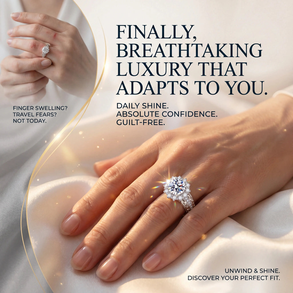 csandiva™ The "Everlasting" 5.0ct Adjustable Halo Ring - Comfort Fit & Travel-Safe Brilliance | Claim 90% OFF Today🔥