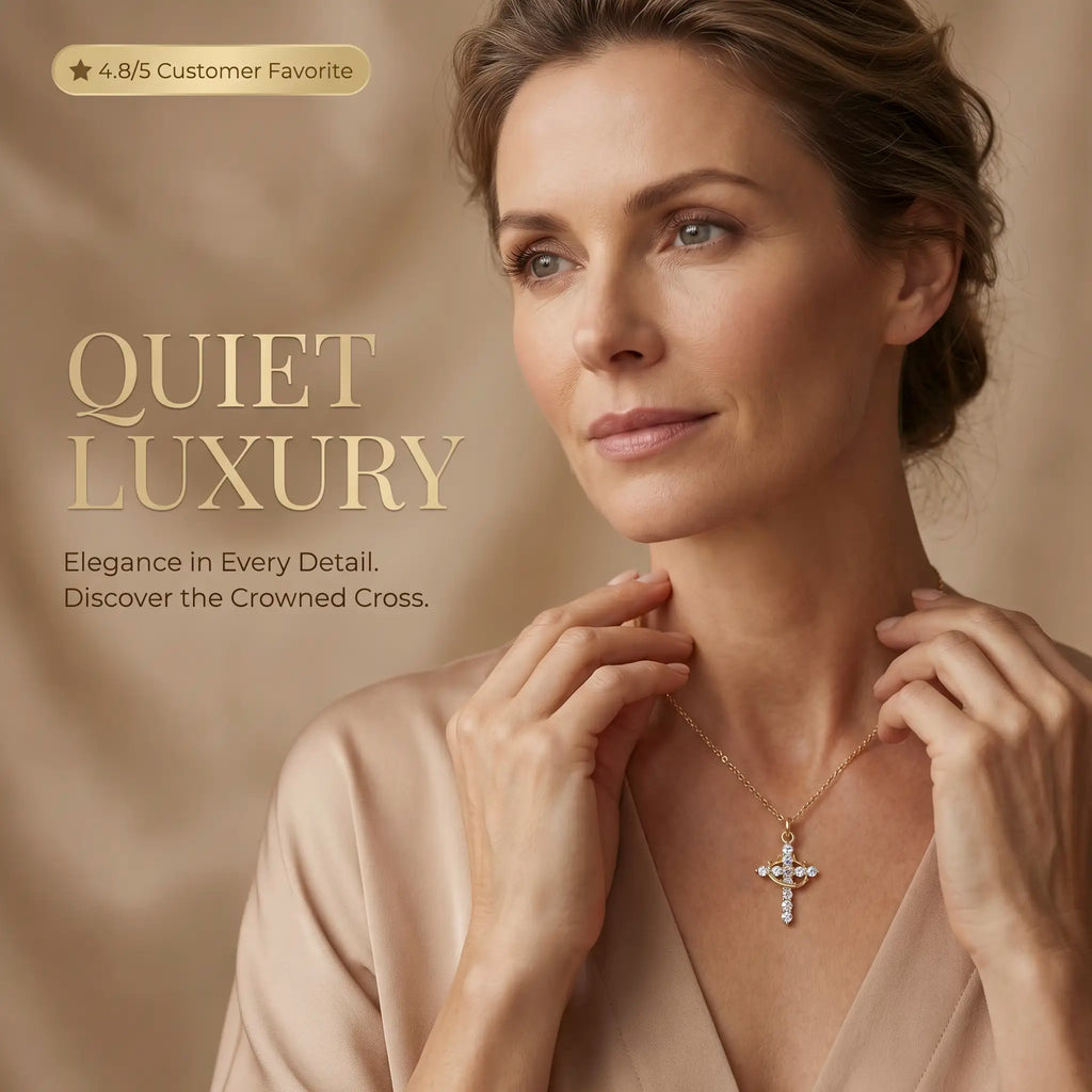 csandiva™ 14K Gold Rotatable Crown Cross Necklace - Discreet Anxiety Relief & Elegant Faith Jewelry | Claim 90% OFF Today🔥