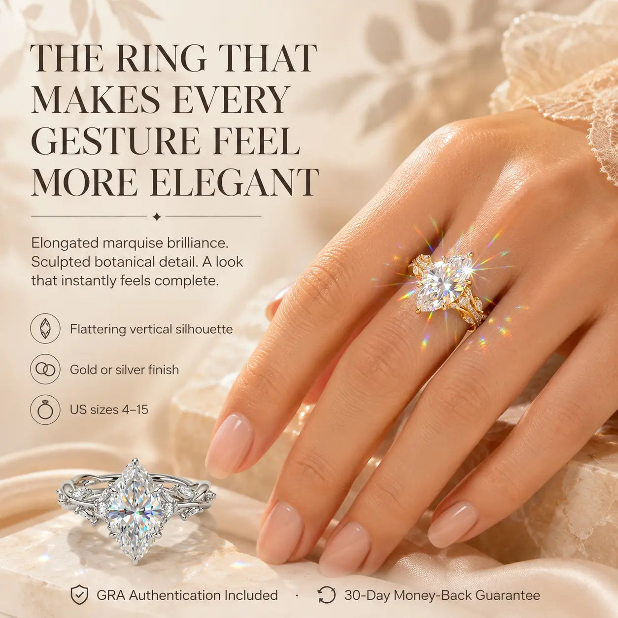 The Marquise Crown Lab-Grown Diamond Ring Set — A Three-Piece Bridal Stack Made for Your Forever | Gold or Silver | Last Day Sale-90% OFF🔥