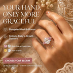 The Blush Bloom™ Oval Moissanite Ring — A Brilliant Oval Center Framed by Delicate Baby’s-Breath Sapphire Clusters in Gold or Silver | Last Day Sale-90% OFF🔥