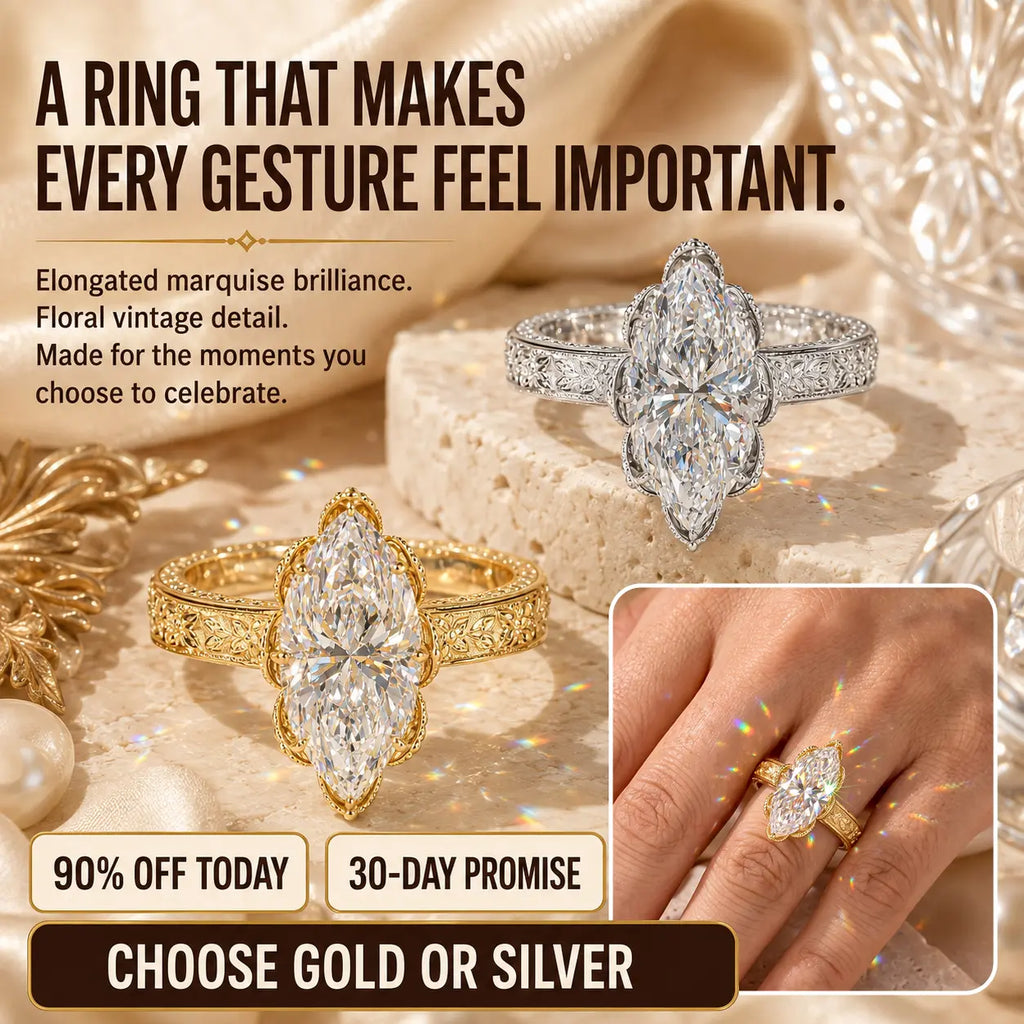 The Everbloom Marquise™ Lab-Grown Diamond Ring — An Elongated Floral Heirloom Design Made to Flatter Your Hand and Mark Every Meaningful Moment | Gold or Silver | Last Day Sale-90% OFF🔥