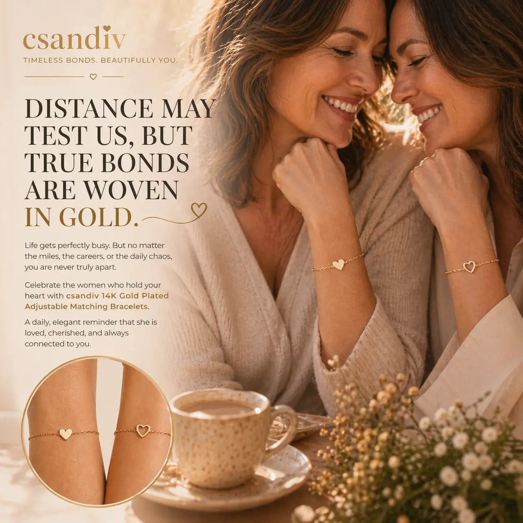 Csandiva 14K Gold "Eternal Bond" Matching Bracelet Set (2-Piece) | Today Only 90% OFF🔥