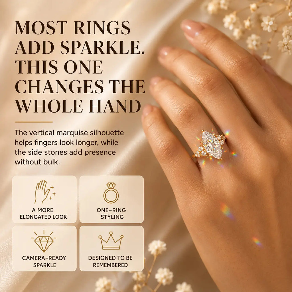 The Everglow Marquise™ Lab-Grown Diamond Ring — A Brilliant, Hand-Elongating Statement Made for Love, Milestones & Choosing Yourself | Gold or Silver | Last Day Sale-90% OFF🔥