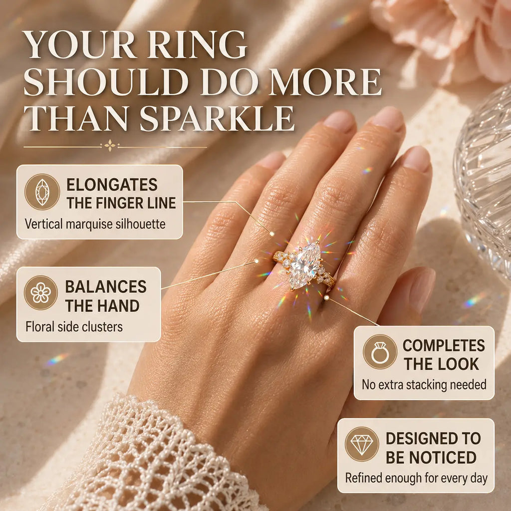The Marquise Bloom Vintage Moissanite Ring — A Finger-Flattering Marquise Silhouette with Romantic Floral Details in Clear or Blush Pink | Last Day Sale-90% OFF🔥