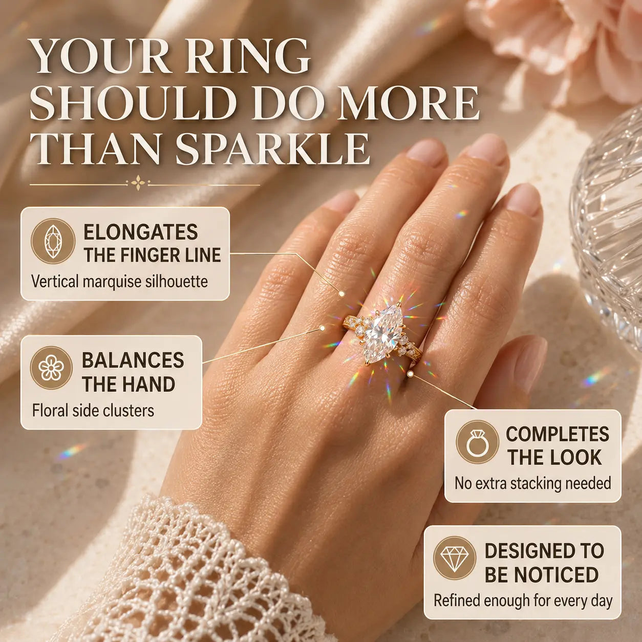 The Marquise Bloom Vintage Moissanite Ring — A Finger-Flattering Marquise Silhouette with Romantic Floral Details in Clear or Blush Pink | Last Day Sale-90% OFF🔥