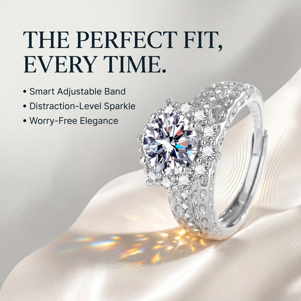 csandiva™ The "Everlasting" 5.0ct Adjustable Halo Ring - Comfort Fit & Travel-Safe Brilliance | Claim 90% OFF Today🔥