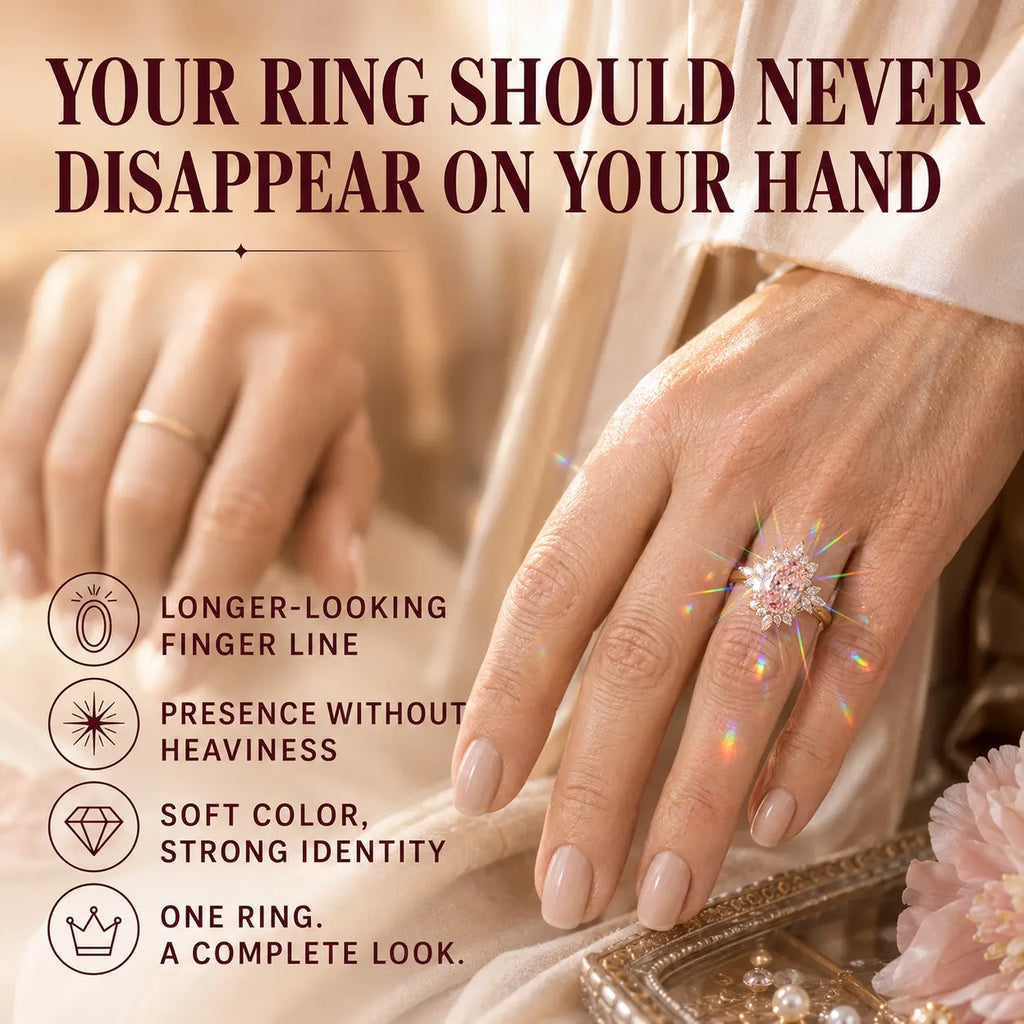 The Blush Aurora Pink Oval Moissanite Ring — A Luminous Blush Center, Flattering Oval Shape & Vintage Starburst Halo Made to Celebrate the Woman You’ve Become | Gold or Silver | Last Day Sale-90% OFF🔥
