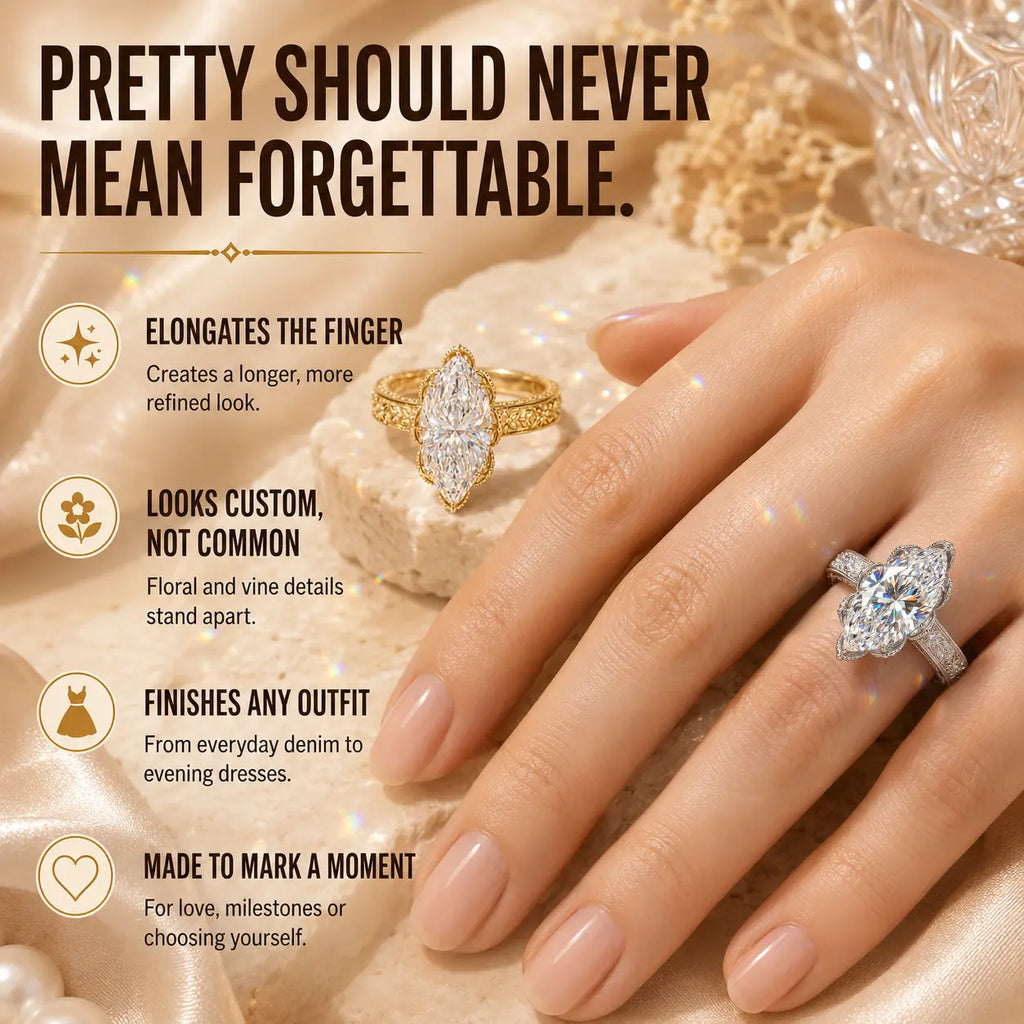 The Everbloom Marquise™ Lab-Grown Diamond Ring — An Elongated Floral Heirloom Design Made to Flatter Your Hand and Mark Every Meaningful Moment | Gold or Silver | Last Day Sale-90% OFF🔥