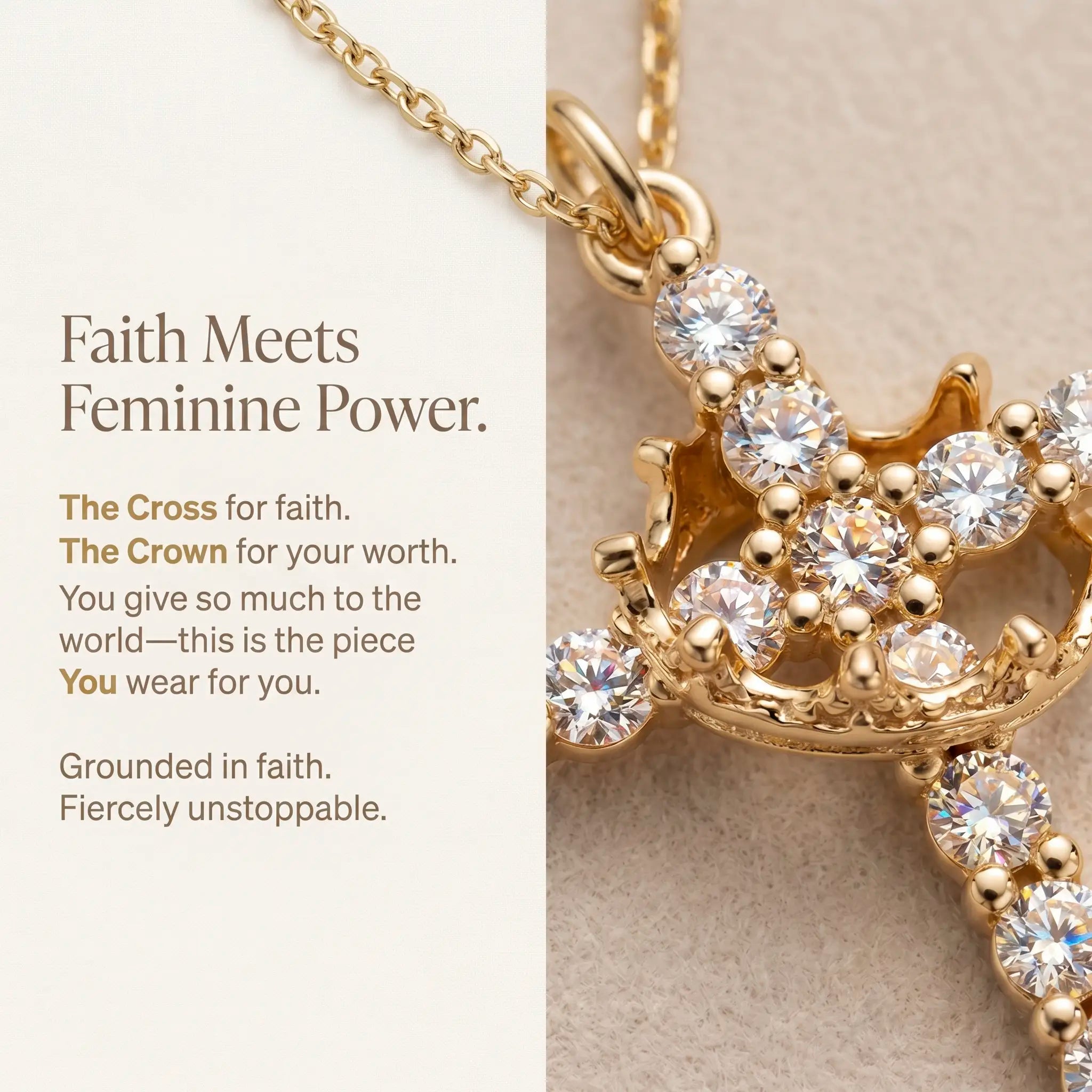 csandiva™ 14K Gold Rotatable Crown Cross Necklace - Discreet Anxiety Relief & Elegant Faith Jewelry | Claim 90% OFF Today🔥