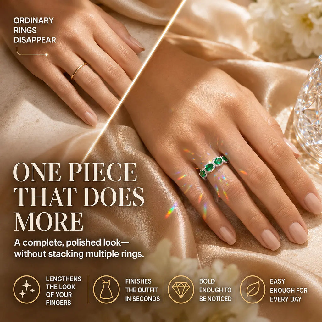 The Reversible Green Moissanite Eternity Ring — One Ring, Two Unforgettable Looks: Turn It for Vivid Green Color or Clear Moissanite Brilliance, Flatter Your Fingers & Finish Every Outfit Without Stacking | Gold or Silver | Last Day Sale-90% OFF🔥