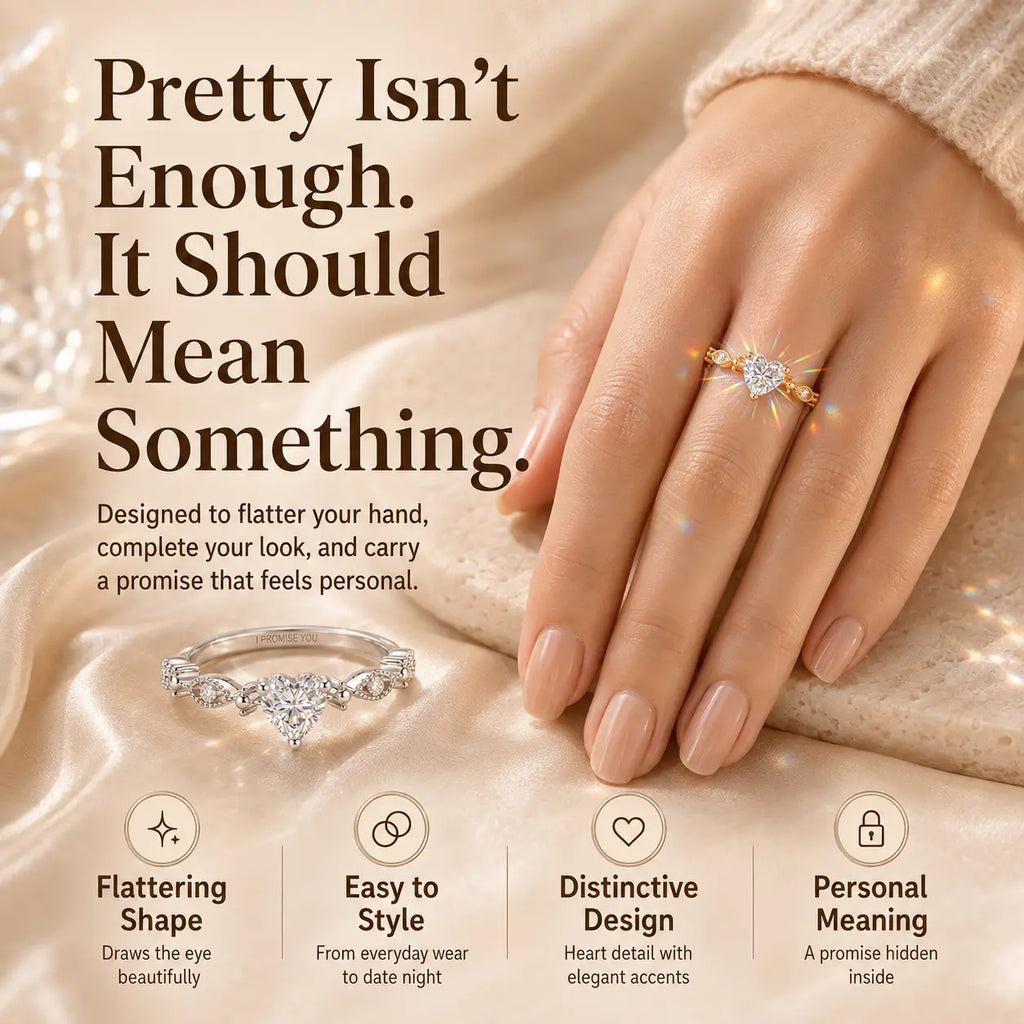 A Promise You Can Wear Every Day — Heart-Cut 5A CZ “I Promise You” Ring in 925 Sterling Silver | Gold or Silver | Last Day Sale-90% OFF🔥