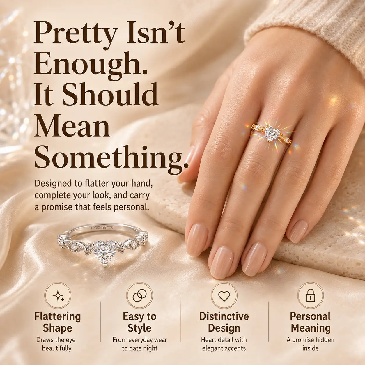 A Promise You Can Wear Every Day — Heart-Cut 5A CZ “I Promise You” Ring in 925 Sterling Silver | Gold or Silver | Last Day Sale-90% OFF🔥