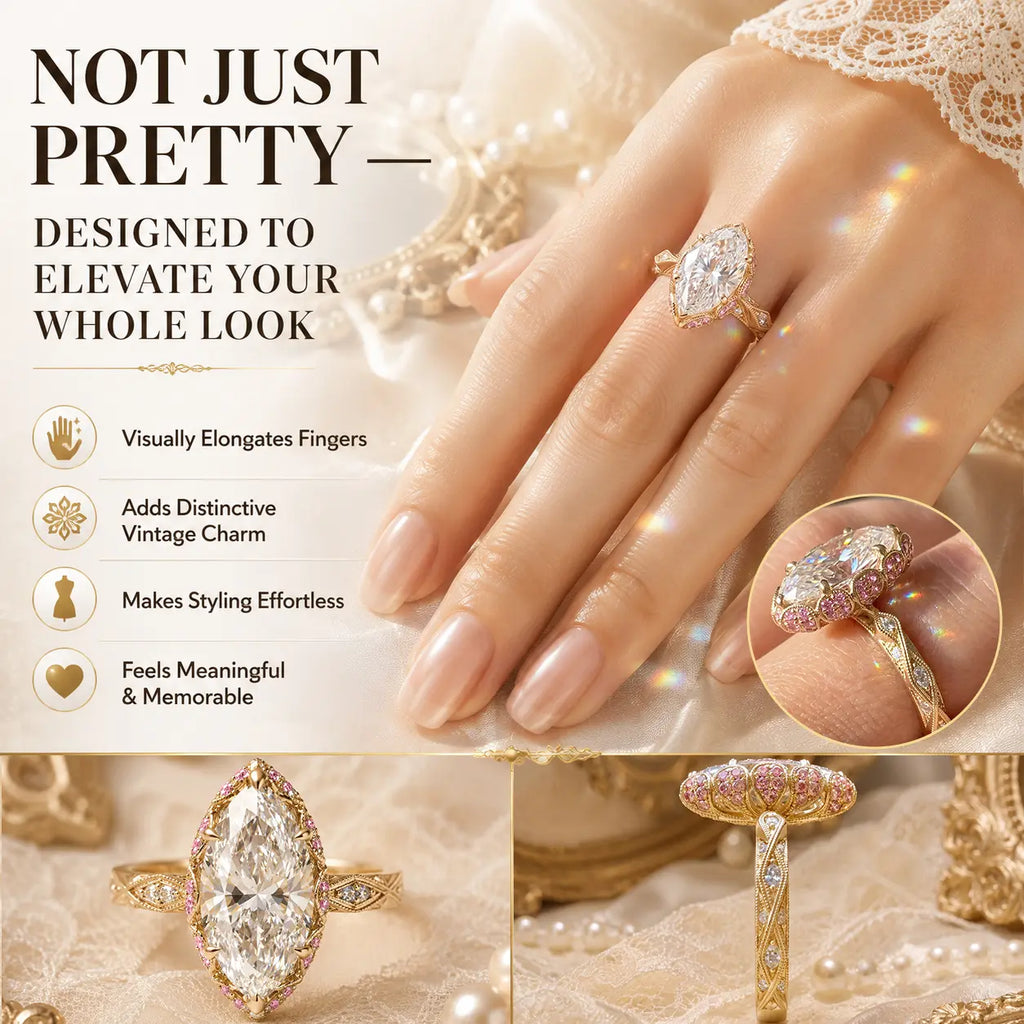 A Timeless Heirloom-Inspired Marquise Ring With Unforgettable Diamond Brilliance | Last Day Sale-90% OFF🔥