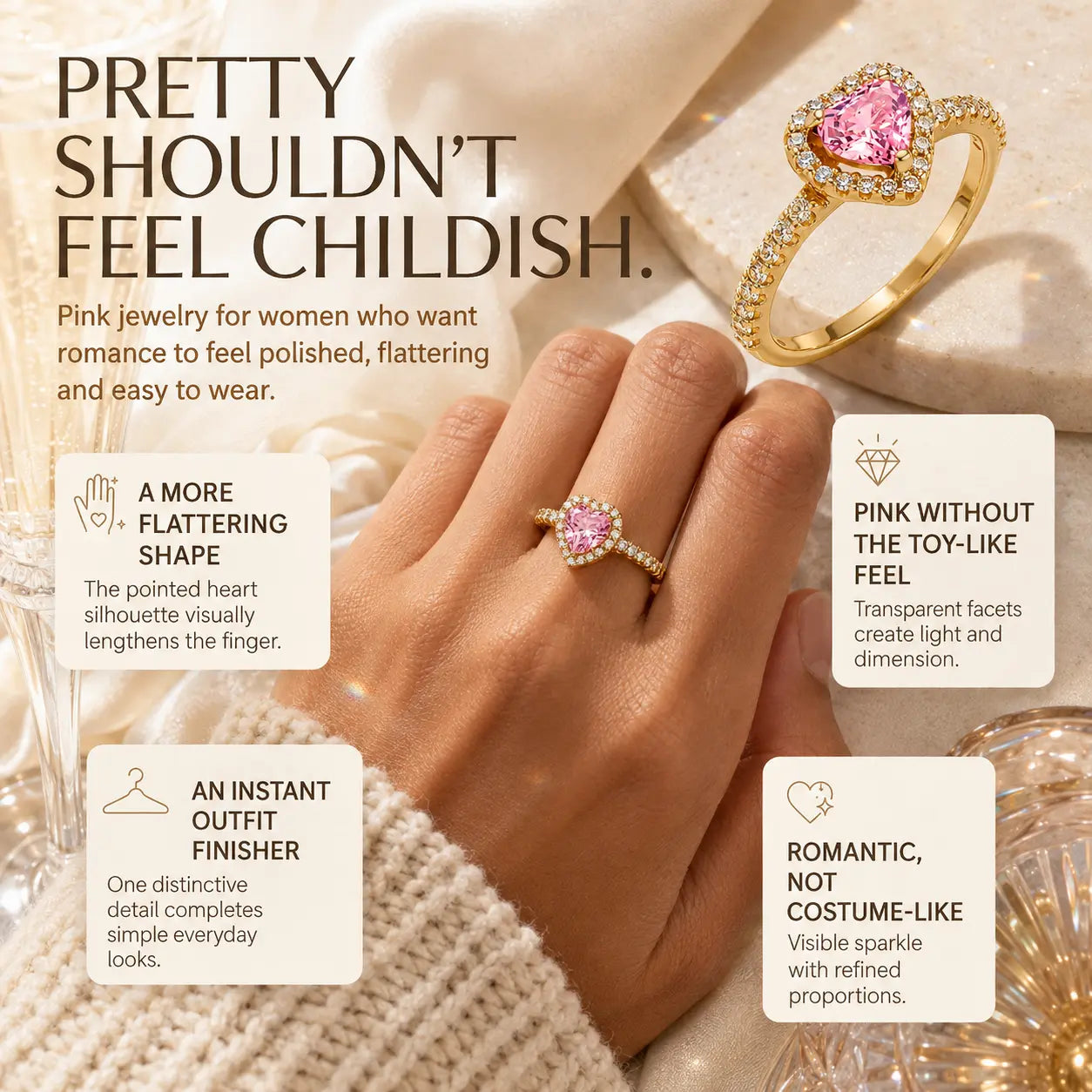 The Blush Promise™ Pink Heart Halo Ring — Grown-Up Romance, Made to Mean More | Last Day Sale-90% OFF🔥