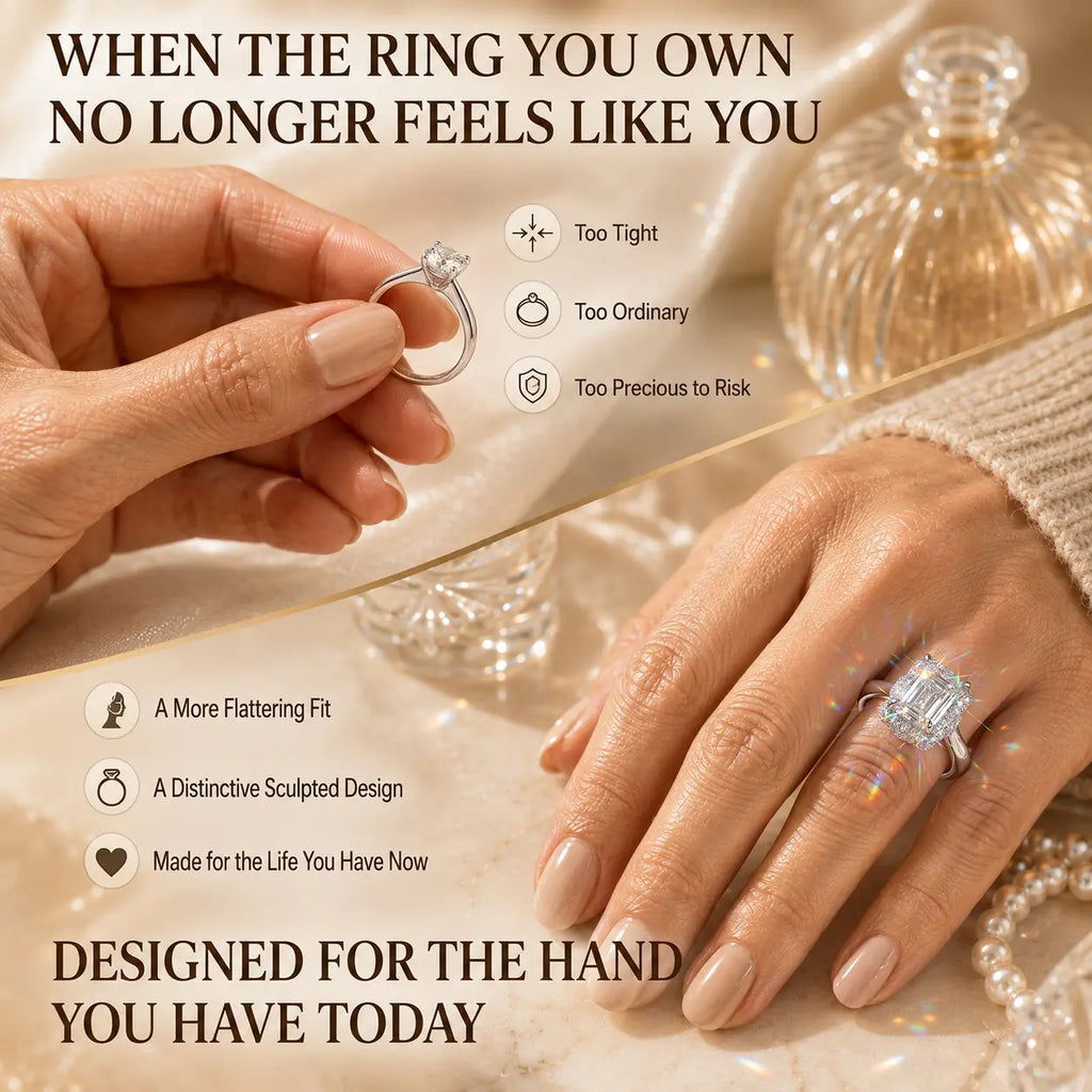 The Crystal-Clear Elongated Step-Cut Moissanite Halo Ring — Visually Lengthens Your Fingers, Frames the Center With Brilliant Micro-Pavé Sparkle & Delivers a Custom-Luxury Look Without the Fine-Jewelry Worry | Gold or Silver | Last Day Sale-90% OFF🔥