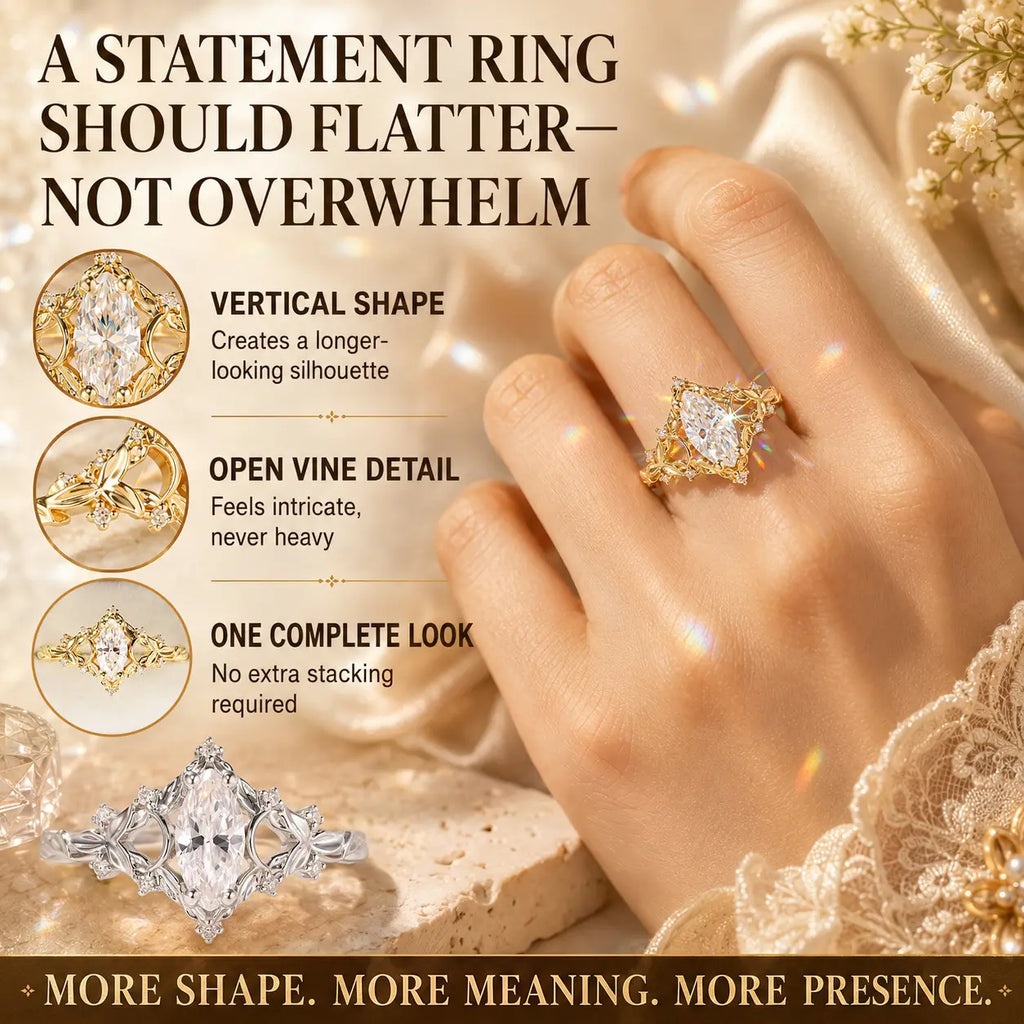 The Evergrowth™ Marquise Vine Moissanite Ring — An Elongated, Hand-Flattering Botanical Heirloom Design With Brilliant Fire in Gold or Silver | Last Day Sale-90% OFF🔥