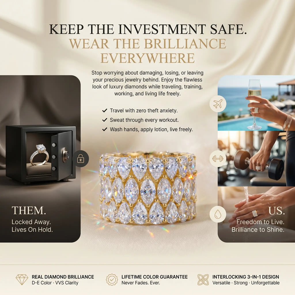 The Heiress 3-in-1 Seamless Interlocking Eternity Stack | Flawless Pear & Marquise Statement Ring Set | Waterproof Travel Decoy | Last Day 90% OFF 🔥
