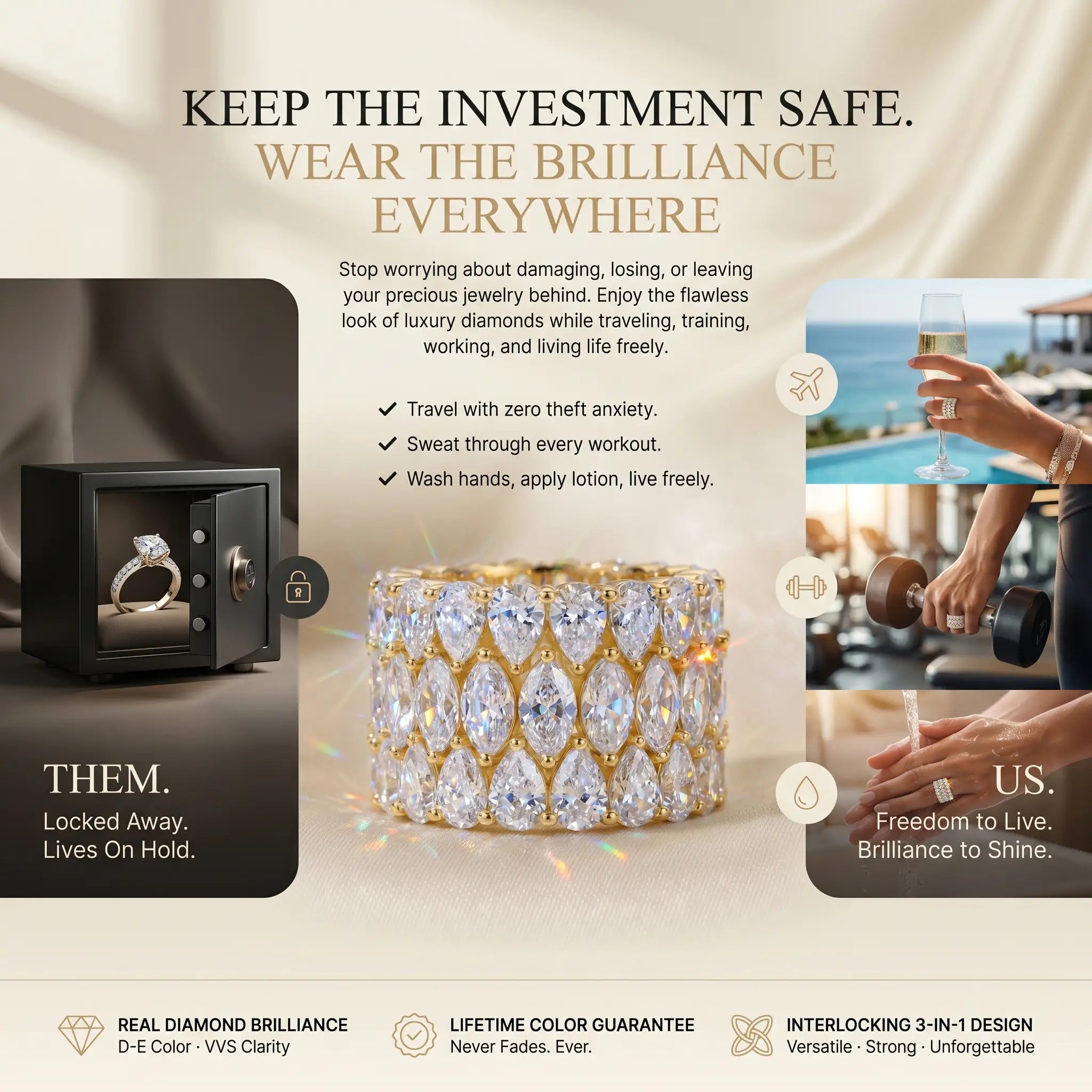 The Heiress 3-in-1 Seamless Interlocking Eternity Stack | Flawless Pear & Marquise Statement Ring Set | Waterproof Travel Decoy | Last Day 90% OFF 🔥