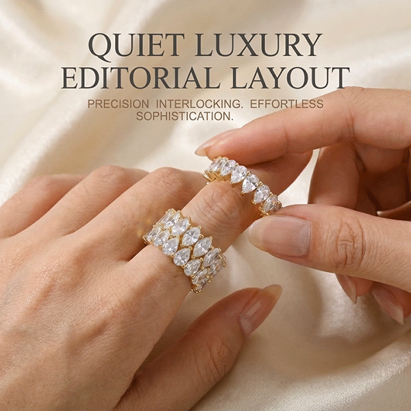 The Heiress 3-in-1 Seamless Interlocking Eternity Stack | Flawless Pear & Marquise Statement Ring Set | Waterproof Travel Decoy | Last Day 90% OFF 🔥